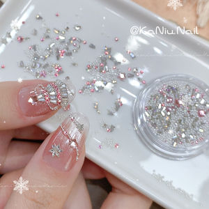 Kaniu Christmas Tree Shape Nail Art Rhinestone Set Starlight Shines Full Diamond ChristmasTree Material Pack DIY Nail Decoration