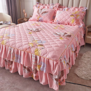 K-style Quilted Bed Skirt 1.5 M 1.8 Cotton and Thickening Three-Piece Bedspread Double Simmons Non Slip Protective Case