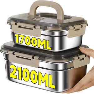 ที่กล่องเก็บสินค้าอาหารตู้เย็นชามสลัดสำหรับปิคนิคตั้งค่ายแบบพกพากล่องเบนโตะปิดผนึกกรอบ316กล่องอาหารกลางวันสแตนเลสสตีล