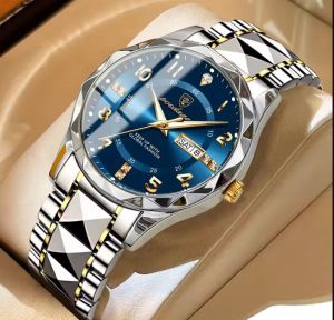 【With Watch Box】POEDAGAR Luxury Man Wristwatch Waterproof Luminous Date Week Men Watch Sport Stainless Steel Quartz Mens Watches Male Watch 858G