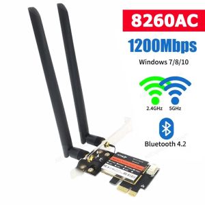 kebidumei | KEBIDUMEI AC1200 PCIe WiFi Card Bluetooth 4.2 Network Adapter with 8DB antenna 2.4G/5GHz 1200/300Mbps Wireless Card for Win11/10