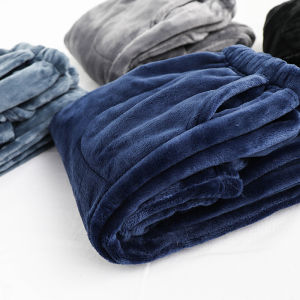 กางเกงนอนไซส์ใหญ่ผู้ชายผ้าคอรัลฟลีซหนาพิเศษสําหรับฤดูหนาวกางเกงบุขนกํามะหยี่ใส่ด้านนอกใส่ในบ้านผ้าสักหลาดกันหนาวเพิ่มขนาดทรงตรง