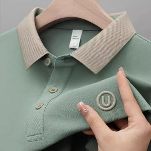 Business Casual Short Sleeve Polo Shirt Mens Summer T-Shirt Turn-down Collar Trendy Loose Fit Youth Popular Daily Wear