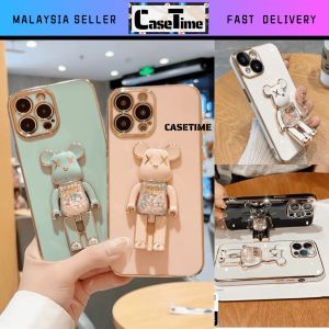 OPPO Reno 7 Reno 7z Reno 7 Pro Reno 8 Reno 8z Reno 8 Pro Reno 8T Reno 10 Reno 10 Pro Reno 10 Pro Plus Reno 11 Reno 11 Pro Reno 12 Reno 12 Pro 5G electroplated bear stand case fon casing 手机壳