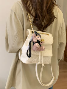 Fashionable Silver Diamond Pattern Womens Backpack Commuter Bag College Style Trendy Shoulder Bag 2025 New Arrival