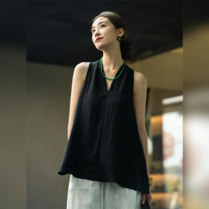 YUFUQING | French Vintage Black V-neck Sleeveless Shirt Women Summer New Design Loose Elegant Beautiful Vest Top High Waist Long Pants