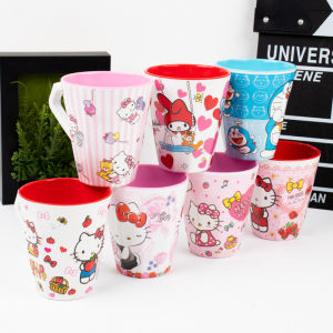 Cartoon Two-Color Handle Cup Hellokitty Imitation Porcelain Melamine Drop-Resistant Drop-Resistant Kids Baby Water Glass Milk Cup