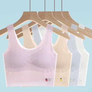 2-pack Kids Underwear Girls Teenage Girls BrA Student Ice Silk Tank Tops Girls Sport Bra with Pad