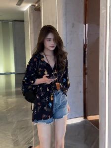 Fashionable Printed Chiffon Shirt Womens Sun Protection Open Cardigan Strap Dress Outerwear Summer Loose Lazy Style Thin Top