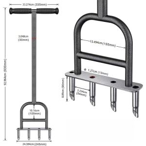 Manual Lawn Aerator Tool Soil Loosening Device High Carbon Steel Blade Hand Push Type Grass Care Equipment for Complex Terrain