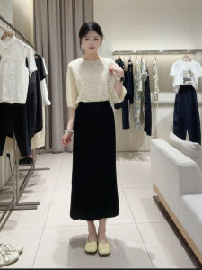 QINGMUZI | Commute-friendly Slimming Set Shortsleeve Top & Highwaist Skirt