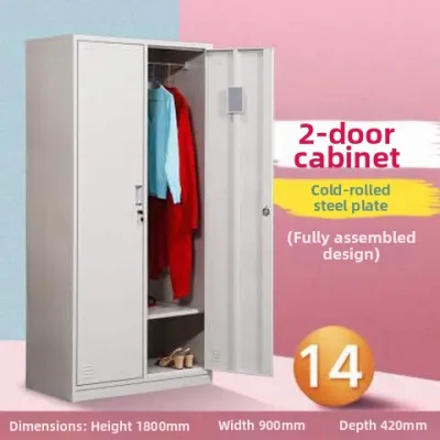 New Office Dormitory Building Iron Skin Wardrobe Double Door Storage Cabinet with Lock for Employee Personal Belongings