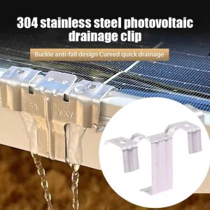 6Pcs Stainless Steel Photovoltaic Drain Clip Solar Panel Photovoltaic Water Guide Clip Deflector Mud Drain Button Water Redirection Clips