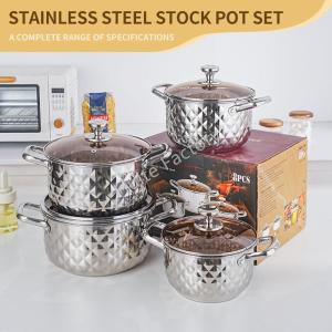 Diamond Patterned Stainless Steel Cooking Pots