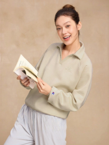 Champion | Fluffy Lined Slim Fit Warm V-Neck Womens Sweatshirt