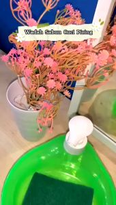 350GRAM paket tempat sabun cuci piring + spon dispenser sabun cair 2in1 wadah sabun cair bulat