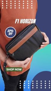 Hand Bag Pria Kulit Asli. Caliandravieri Clutch F1 Horizon