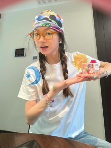 Áo Thun Cotton Cổ Tròn Tay Ngắn Dáng Ôm Mùa Hè Phong Cách Mỹ Cổ Điển Cho Nữ Áo Thun Thời Trang Đa Năng Áo Thun in Họa Tiết