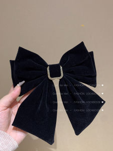 2023 New Arrival Fall and Winter Hair Accessories Black Bows Velvet Barrettes Back Head Spring Clip Elegant Top Clip Hair Accessories Female