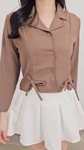 Jisoo Blouse Top Pita Atasan Wanita Tangan Panjang