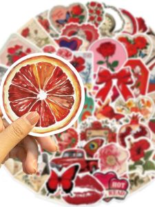 Retro Red Aesthetic Waterproof Stickers for Decorating Refrigerators Notebooks Helmets Photo Frames Mobile Phones And More