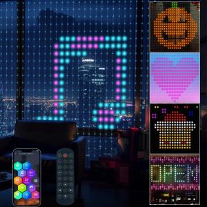 400LEDs Smart Curtain Lights Bluetooth App LED String RGB Fairy Lights DIY Music Change Display for Window Bedroom Decoration