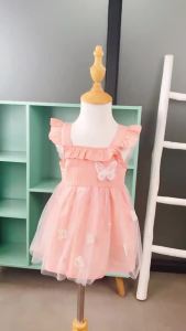 332Sweet Infant Girl Party Dress Sleeveless Wings Baby Girl Clothes Flower Fairy Princess Yarn Dress Send Hat 0 To 3 Years