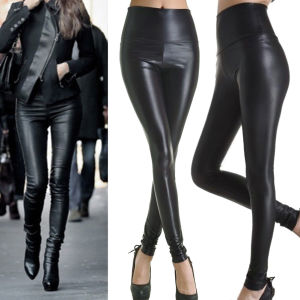 High Waist Tummy Control Leggings for Women PU Control-top Shapewear with Stretchy and Breathable Fabric