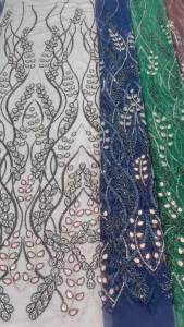 Luxury Stones Lace African 2026 High Quality 5 Yards Lace Handmade Beads Sequins Lace Fabric Nigeria For Evening Party Dress