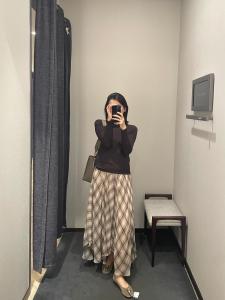 Spring New Arrival Gentle French Vintage Plaid High Waist Loose Hip Covering Slimming Long Half Skirt Women Commute Style