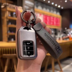 Soft TPU Car Remote Key Case Cover Shell Fob For Honda Vezel City Civic Jazz BRV BR-V HRV Protector Keychain Car Accessories Retro Metallic Texture Gray New Style Keyless Holder