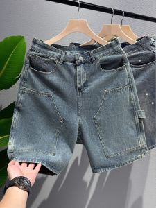Quần Short Denim Nam Mùa Hè Dáng Rộng Quần Dài Đến Giữa Bắp Chân Quần Thường Ngày Quần Ống Đứng Quần Ống Rộng Quần Ống Rộng
