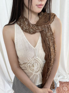 Retro Ethnic Floral Cotton Linen Scarf Desert Atmosphere Thin Shawl Shoulder Wrap Decorative Long Rectangle for Young Women