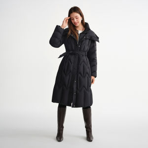 DUSHU | Insulating Quilted 90% Duck Down Padded Slim Waist Enhancing Coat