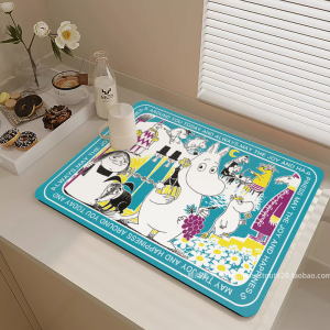 Mming Kitchen Table Top Water Draining Pad Water Cushion Wash Basin Suction Water Cushion Cup Bowl and Chopsticks Control Water Cushion Placemat Dishwashing Cute