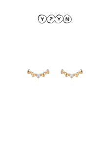 YIPIEYINA | 9K Gold Moon Shaped Smiling Line Earrings Artificial Crystal