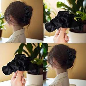 Luxurious Large Satin Hair Claw Clip Womens Stylish Gathered Back of Head Shark Clamp Fashionable Hair Accessories
