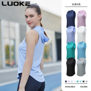 Luoke Hooded Vest for Womens Outdoor Fitness Training Running Quick Drying Vest Yoga Suit Top Sports Vest for Women