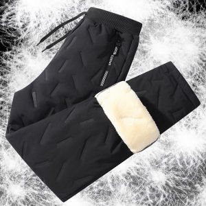 Winter Northeast China Velvet Cotton Pants Womens Thickened Heattech Cashmere Track Pants Windproof Loose Straight plus Size Casual Pants