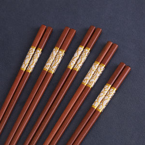Natural Red Teak Wood Chopsticks Home Use Anti-Slip Five Colors Long One per Person Mold-Resistant No Wax Wooden Blocks