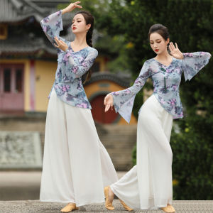 Classical Dance Costume Female Elegant Mesh Art Examination Body Exercise Clothing Body Charm Gauze Clothes Chinese Style Square Dance Wear