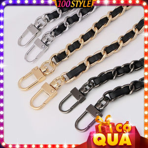Dây Đeo Túi Xách Móc Ổ Khoá DA ĐEN Đan Xích 8mm - 100style