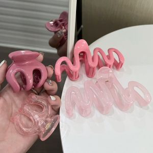 Pink Wave Shark Clamp Hair Accessories 2 Pack French Style High Ponytail Clips for Women Girls Fashionable Hair Grips