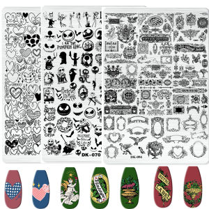 1PCS Halloween Nail Stamping Plates Flower Characters Template Stencils Nail Art Stamp Image Plate Manicure Nail Print Tools