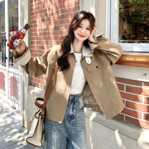 Khaki Fashionable Cool Casual Style Womens Jacket 2025 Autumn New Loose Slimming Popular Coat Commute Style Multi-Pocket