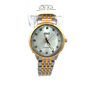 Q&Q QZ81J401Y* Two-Tone Crystal Hour Markers Analog Watch