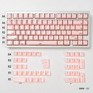Mintcaps Pink Crystal Keycaps 123 Keys Custom Jelly Keycaps OEM Profile for Cherry MX Switches Mechanical Keyboard