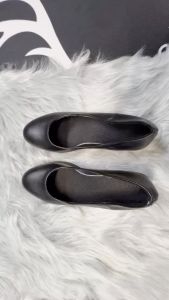 Genuine Work Shoes Chunky Heel Round Toe Leather Black Leather Shoes Comfortable Occupational Shoes