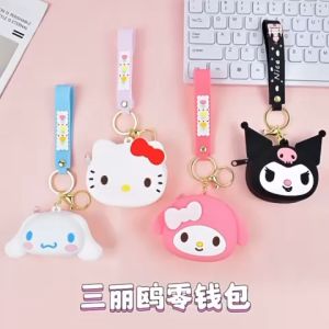 DXUU gantungan kunci dompet koin silikon karakter SANRIO keychain kartun lucu