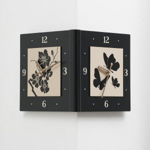 Creative Corner Wall Clock Double-Sided Decorative Nordic Style Living Room Home Use EMITDOOG No-Drilling Required
